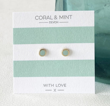 Mint Enamel Studs (Gold Plated)  Coral and Mint